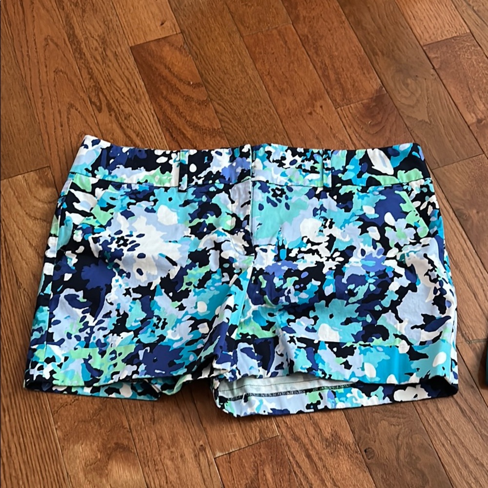 High Waist Blue and Black Athletic Shorts